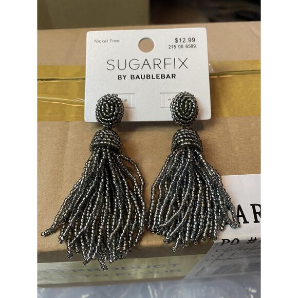 Sugarfix By Baublebar Earrings Case Pack Of 32 Pairs Gray beaded Fringe NEW - Picture 2 of 5